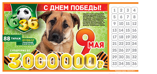 88 тираж лотереи 6 из 36