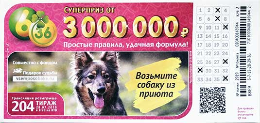 Билет 6 из 36 тиража 204