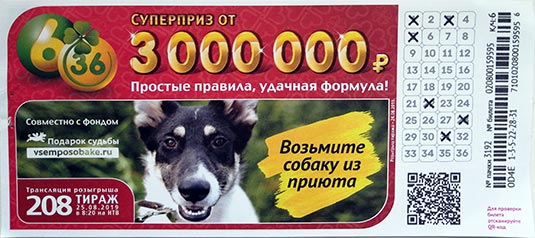Билет 6 из 36 тиража 208