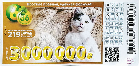 Билет 6 из 36 тиража 219