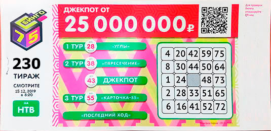 Проверить билет 230 тиража Бинго 75