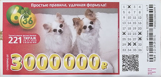 Билет 6 из 36 тиража 221