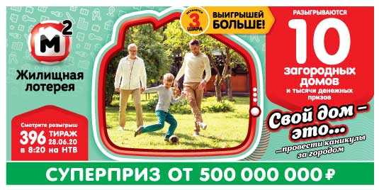 Результаты Жилищной лотереи 396 тиража