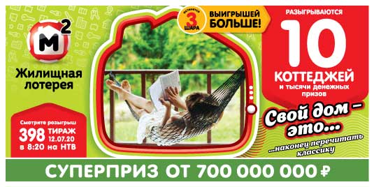 Результаты Жилищной лотереи 398 тиража