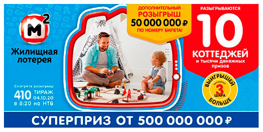 Результаты Жилищной лотереи 410 тиража