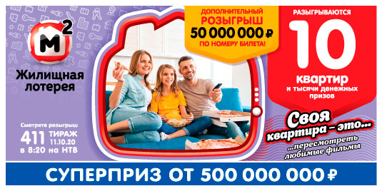 Результаты Жилищной лотереи 411 тиража