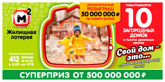 Результаты Жилищной лотереи 412 тиража